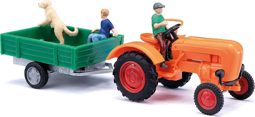 Tracteur Allgaier A 111 L Busch 50052 miniature H0 avec remorque