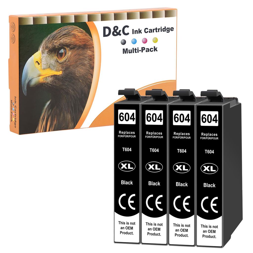 D&C 4x 604XL Schwarz Patronen für Epson 604 Druckerpatronen Produktbild 