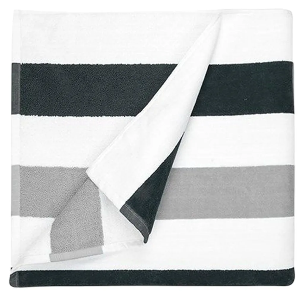 Draps de Bain à Rayures Gris Anthracite : Linge de Toilette Doux LT3141