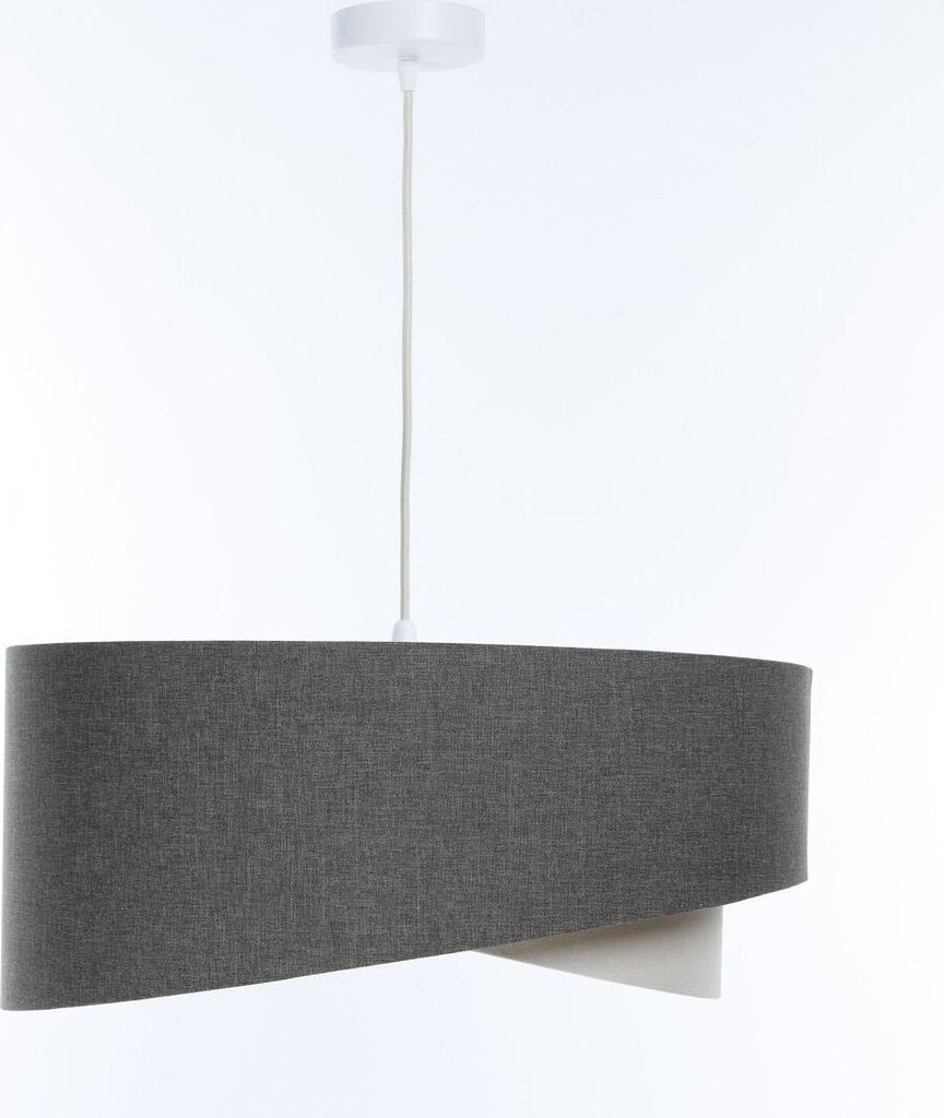 Pendelleuchte Stoff E27 Ø 60 cm rund H: max. 95 cm Weiß Grau Creme Modern Hängelampe