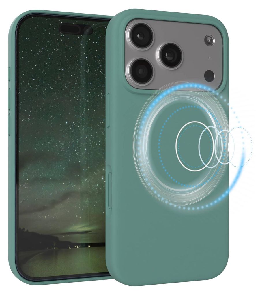 EAZY CASE Silikon MagSafe Handyhülle kompatibel mit Apple iPhone 17 Pro Hülle mit Kameraschutz, Silikonhülle, Schutzhülle Grün