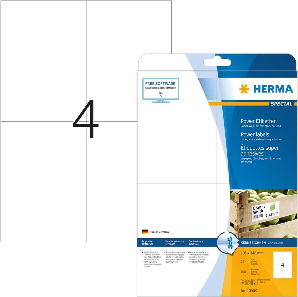 HERMA - Label Power 10909 105x148mm weiß 100 Stück