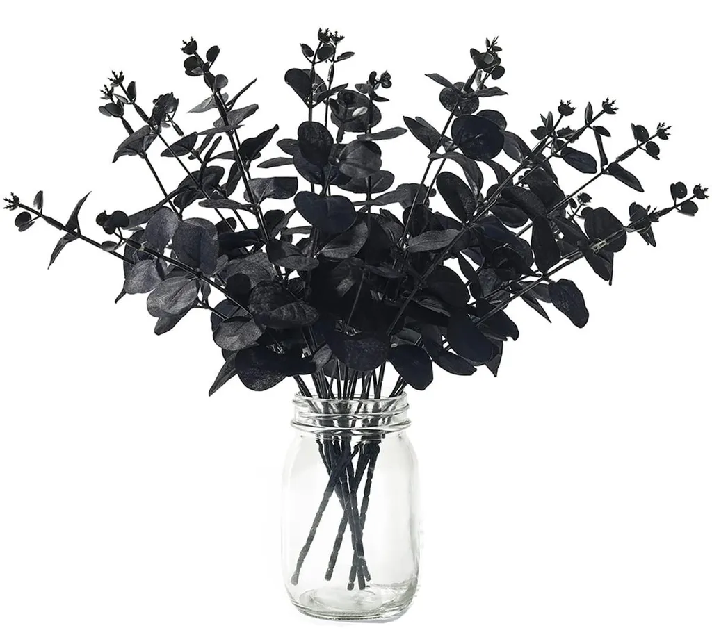 Feuilles d'Eucalyptus Artificielles Noires 6pcs - Décor Végétal Plastique