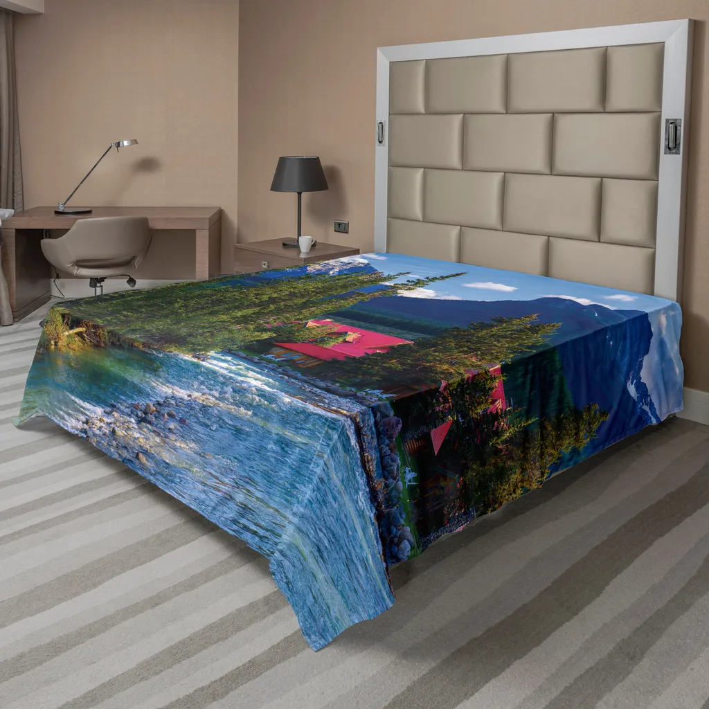 Drap plat ABAKUHAUS Pipestone River Lake Louise 275x260 cm Vert turquoise