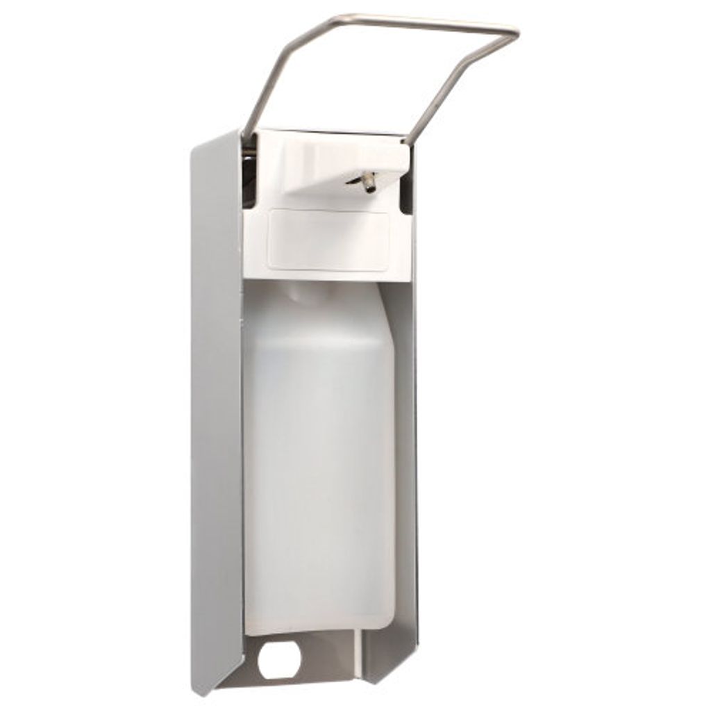Medi-Inn Wandspender Eurospender Aluminium gebürstet mit Langarmhebel inkl. Leerflasche 1000 ml (1 Stück)