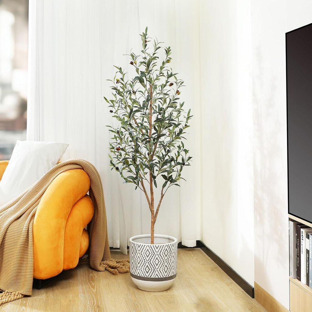 Crafity Knstlicher Olivenbaum 150cm - Realistisch Kunstpflanze Gro Fr  Indoor & Outdoor