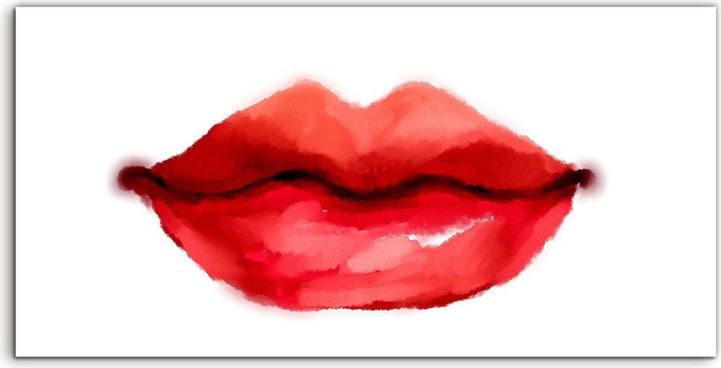 Coloray Glasbild 140x70 Wandbild Glasbilder Kunst Sexy Lippen bunt Aquarellfarbe
