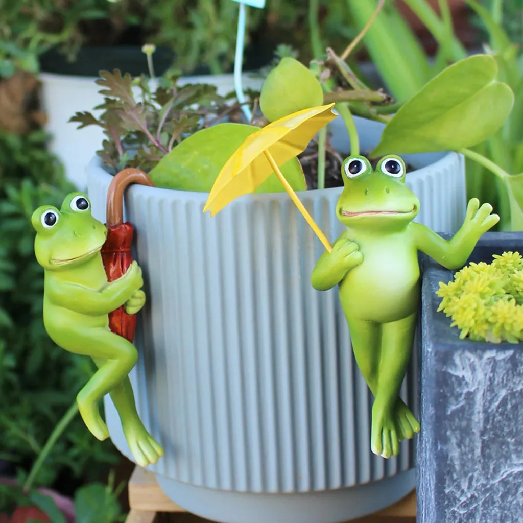 Décoration de jardin grenouille à suspendre, statuette pour balcon