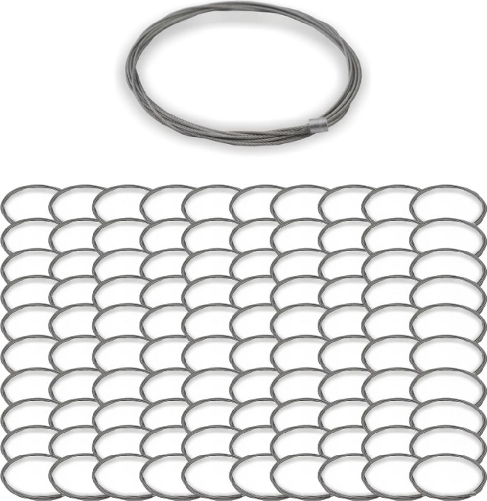 100x Drahtseil Ø 1,0 mm, 7x7 mit Zylindernippel Ø 4,8 x 6,0 mm, Stahl verzinkt | Länge 500 mm