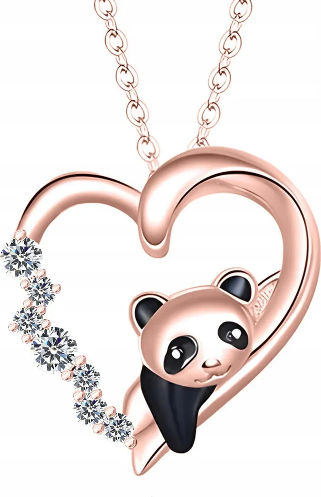 Collana Panda Argento 925 Oro: Trend Cuore Orsetto con Zirconi