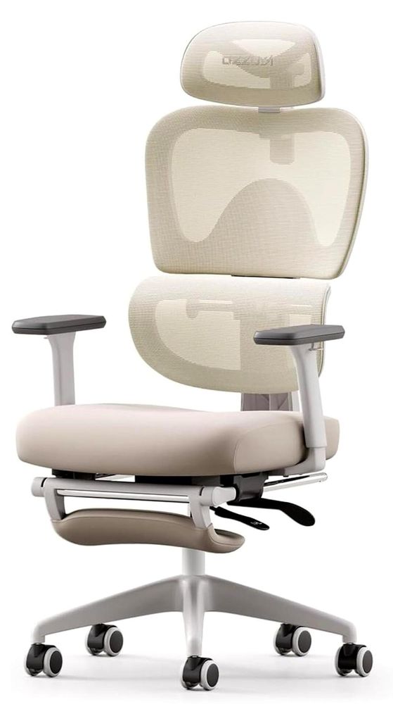 E600SE Ergonomischer Bürostuhl mit 3-stufig verstellbarer Lendenwirbelstütze, 3D-verstellbaren Armlehnen und Kopfstütze sowie Fußstütze, spezi...