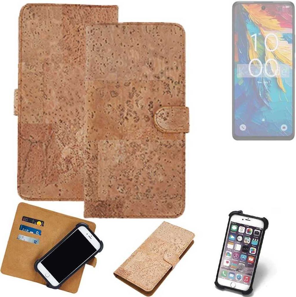 K-S-Trade Hülle kompatibel mit TCL 50 Pro NXTPAPER 5G Kork Handyhülle Cover Schutzhülle TPU Case Bumper in Hellbraun, (1x)