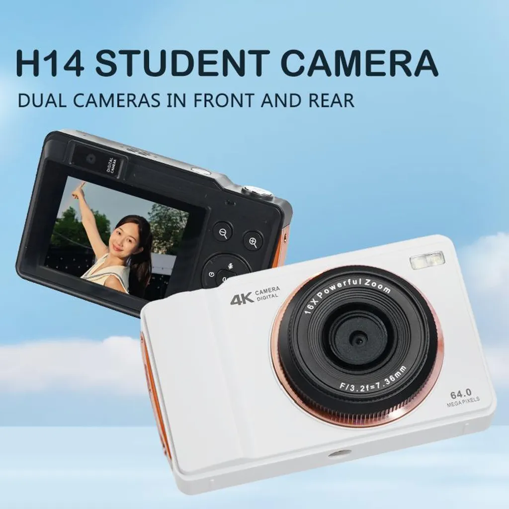 Caméra 4K Haute Résolution 64MP Zoom 16x avec Éclairage LED Intégré H14
