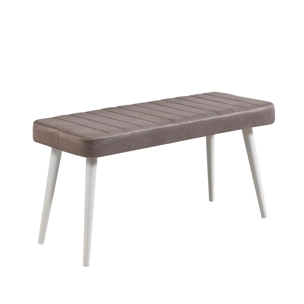 Banc compact blanc et gris en métal pour petits espaces étroits