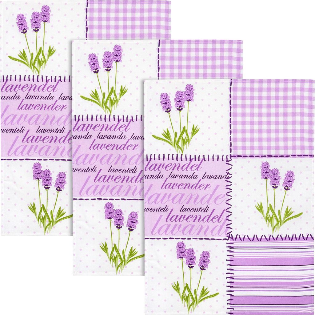Kracht Geschirrtuch 3er-Pack Lavendel 50x70 cm