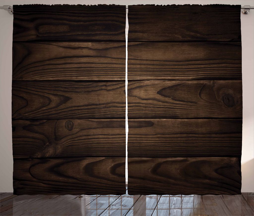 ABAKUHAUS Schokolade Rustikaler Vorhang, Vintage Holz, Wohnzimmer Universalband Gardinen mit Schlaufen und Haken, 280 x 245 cm, Braun