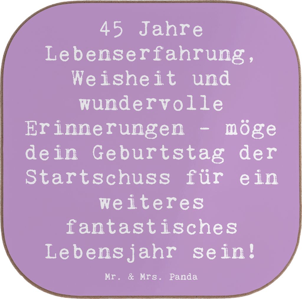 Mr. & Mrs. Panda Tischuntersetzer Spruch 45. Geburtstag - Lavendeltraum - Geschenk, 45 Jahre, Coaster, handgefertigt, Untersetzer Glas, für Gläse...