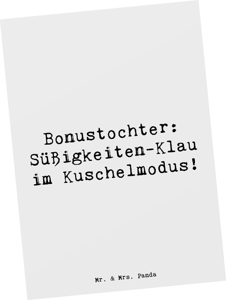 Mr. & Mrs. Panda Postkarte Spruch Bonustochter Überraschungen - Weiß - Geschenk, Patchworkfamilie, einzelkarte, Postkarten, Liebe, Familienleben,...