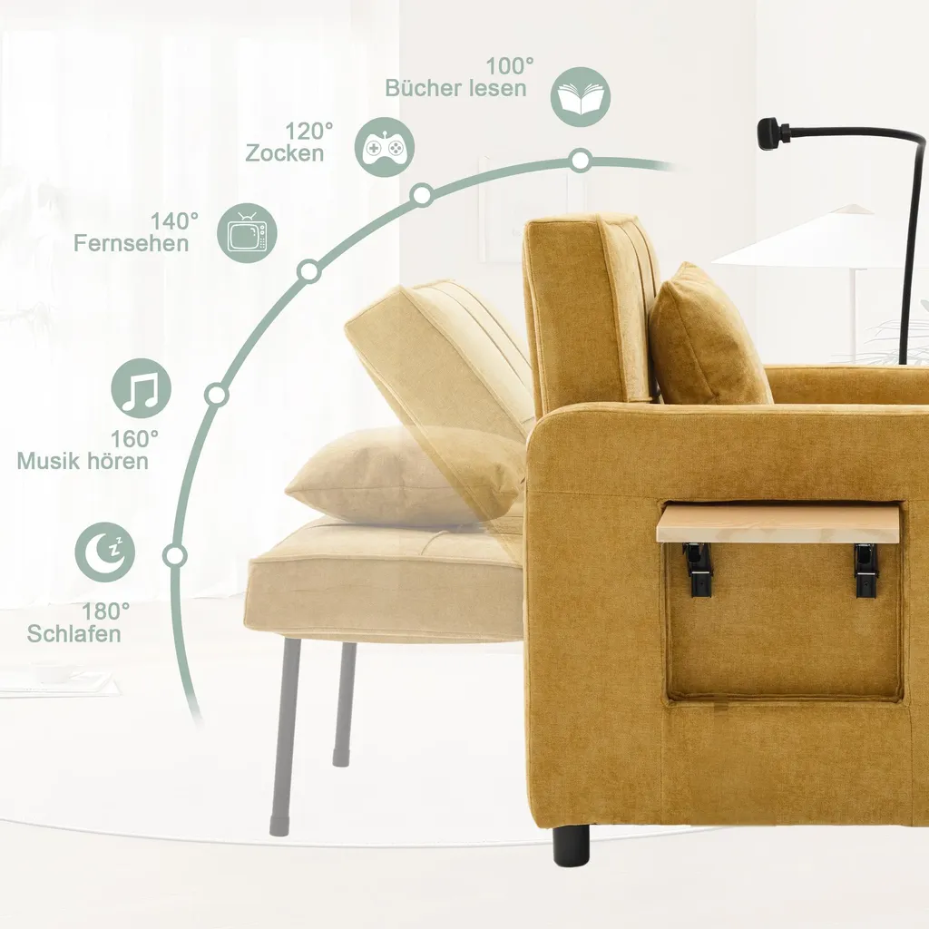 Lit d'Appoint Design pour Studio avec Rangement et Tablette Latérale