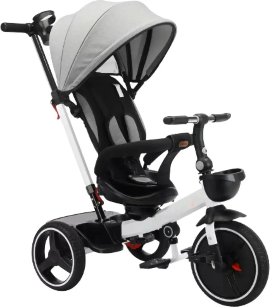 Vélo d'Apprentissage Évolutif Fioren Gris avec Canne de Poussée Parent