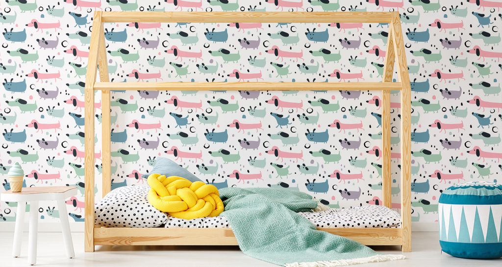 10 m Rolle Vlies Tapete Für Kinder - Bunte Fröhliche Hunde XXL