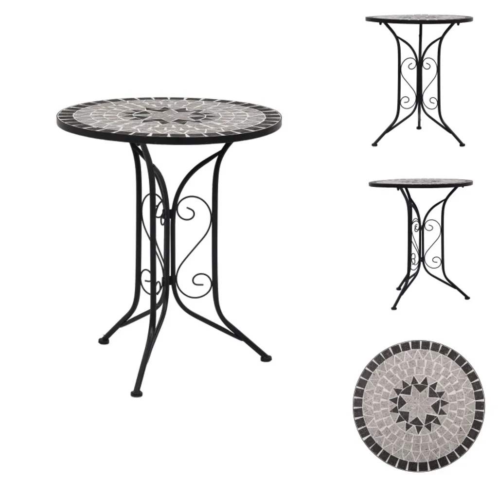 vidaXL Tavolo Bistrot 61cm Mosaico Ceramica Grigio Ferro Esterno