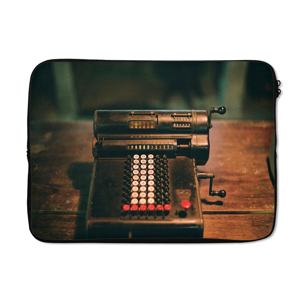 MuchoWow Laptop Hülle 13 Zoll Schreibmaschine - Antik - Schwarz Laptoptasche - Laptophülle - Sleeve - Rundumschutz
