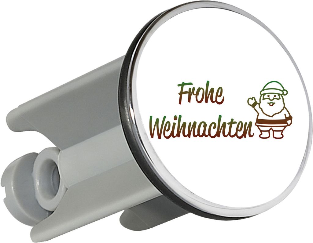 Huuraa Waschbeckenstöpsel Frohe Weihnachten Weihnachtsmann 4cm höhenverstellbar Abflussstopfen Geschenkidee