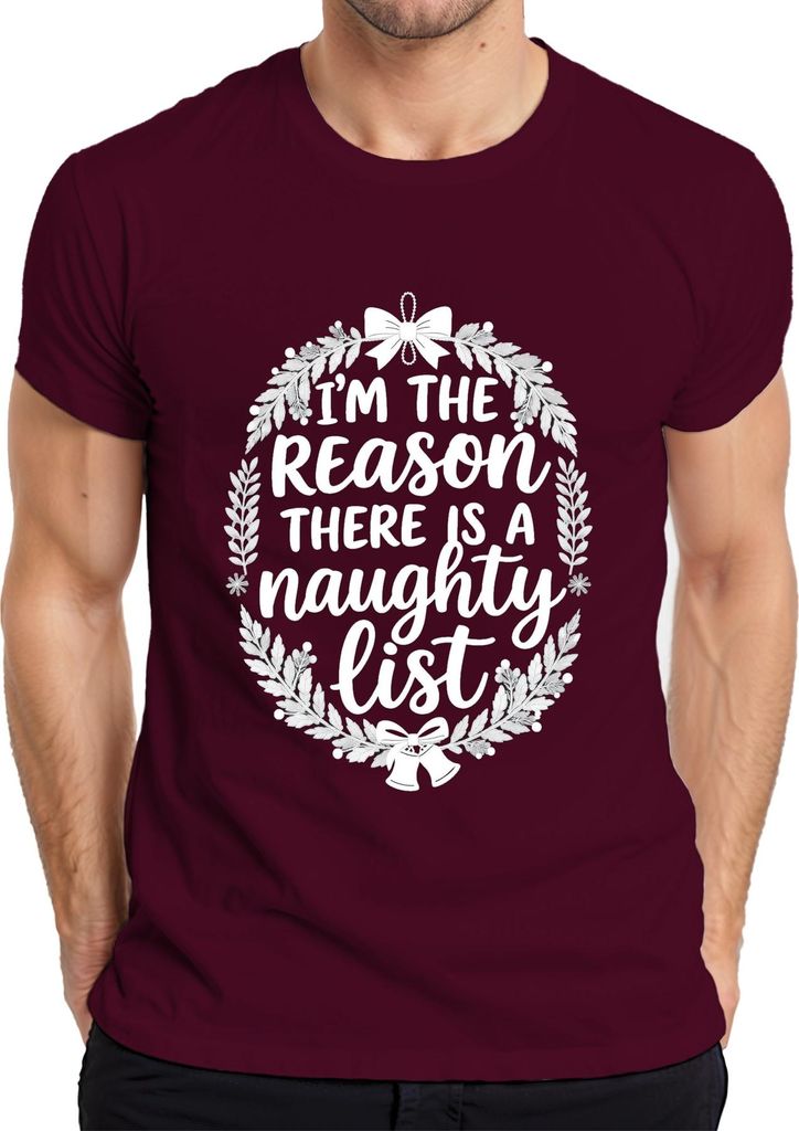 I'm the reason there is a naughty list Weihnachten Weihnachtsmann Herren T-Shirt, Burgundy, XXL
