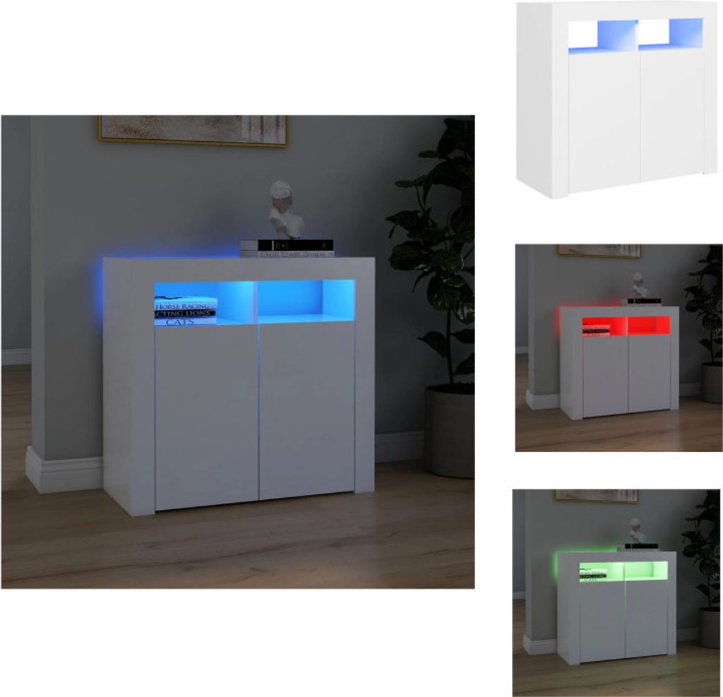 vidaXL Sideboard mit LED-Leuchten Weiß 80x35x75 cm - Sideboards