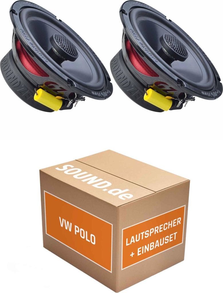 Lautsprecher Boxen Einbaupaket vorne Ground Zero GZRF 6.5SQX passend für VW Polo VI | 2x Tief-Mitteltöner mit integriertem Hochtöner 140W MAX