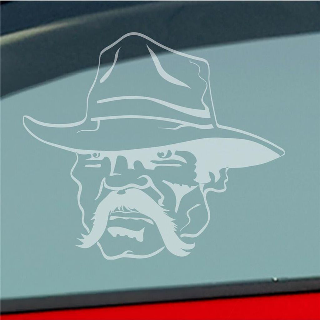 Auto Aufkleber Cowboy Reiter Western Wilder Westen USA 11x10 cm Milchglas Sticker Heckscheibenaufkleber