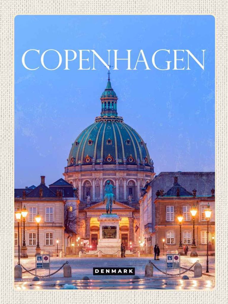 vianmo Holzschild 40x30 cm Copenhagen Denmark Amalienborg Bildmotiv Reisemotiv Europa