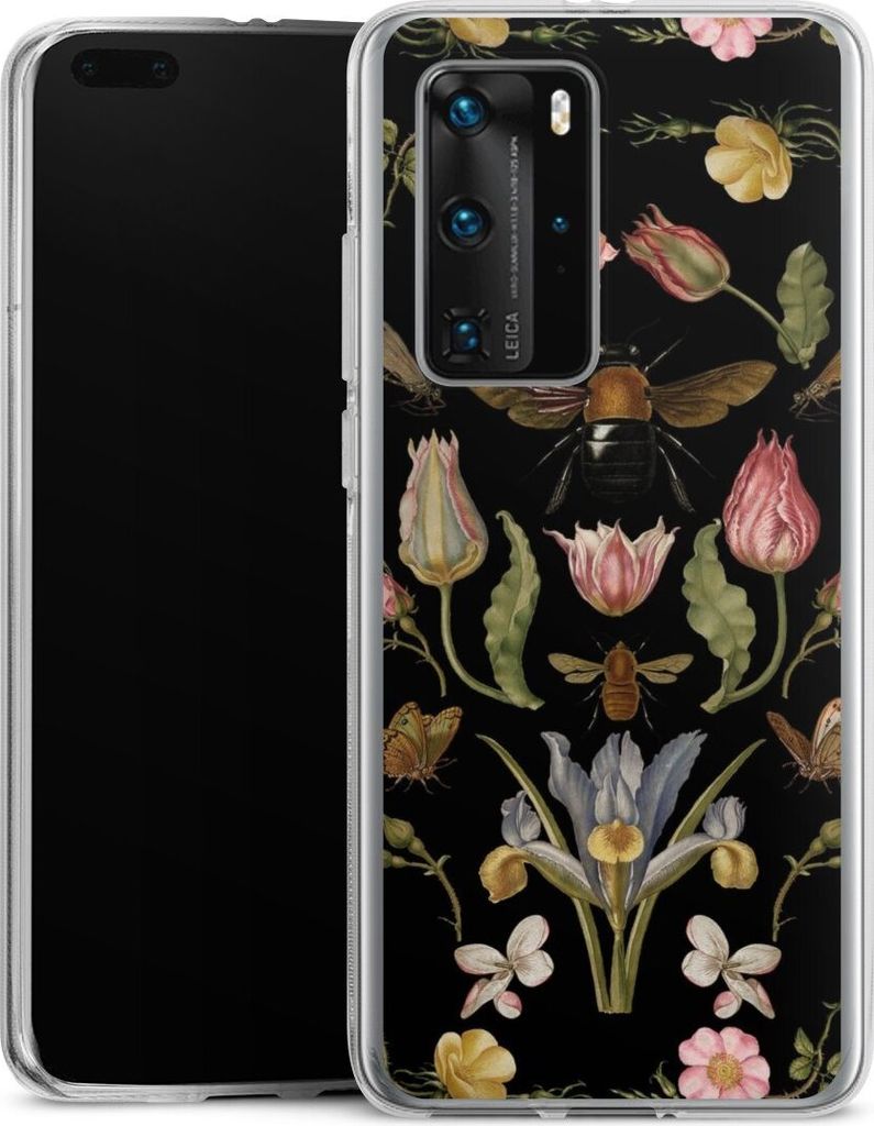 DeinDesign Handyhülle für Huawei P40 Pro Silikon Hülle Case Smartphone Schutzhülle Biene Blumenkranz Blüte