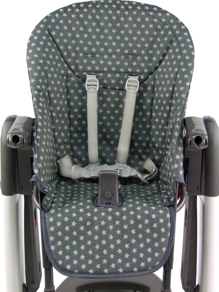 BAMBINIWELT Bezug Kissen Ersatzbezug Sitzkissen für Peg Perego Tatamia oder New Born dunkelgrau Sterne