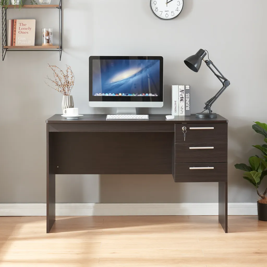 Table de Bureau de Direction Ragunda avec Rangement Intégré Bois Foncé - 2