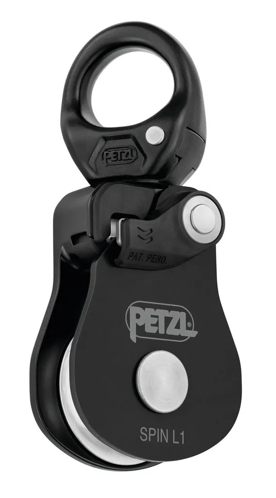 Poulie Petzl Spin L1 à Haut Rendement et Ouverture sous Ancrage Noir