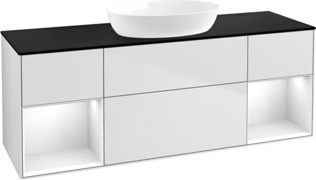 V&B Waschtischunterschrank Wandbeleuchtung Finion 160cm, Pl b m, Rg glo wh. Lac, wh. m Lac