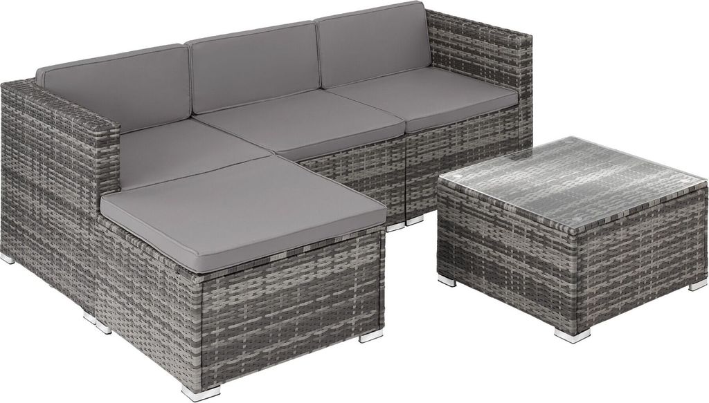 tectake Rattan Lounge Lignano für 3 bis 4 Personen widerstandsfähig