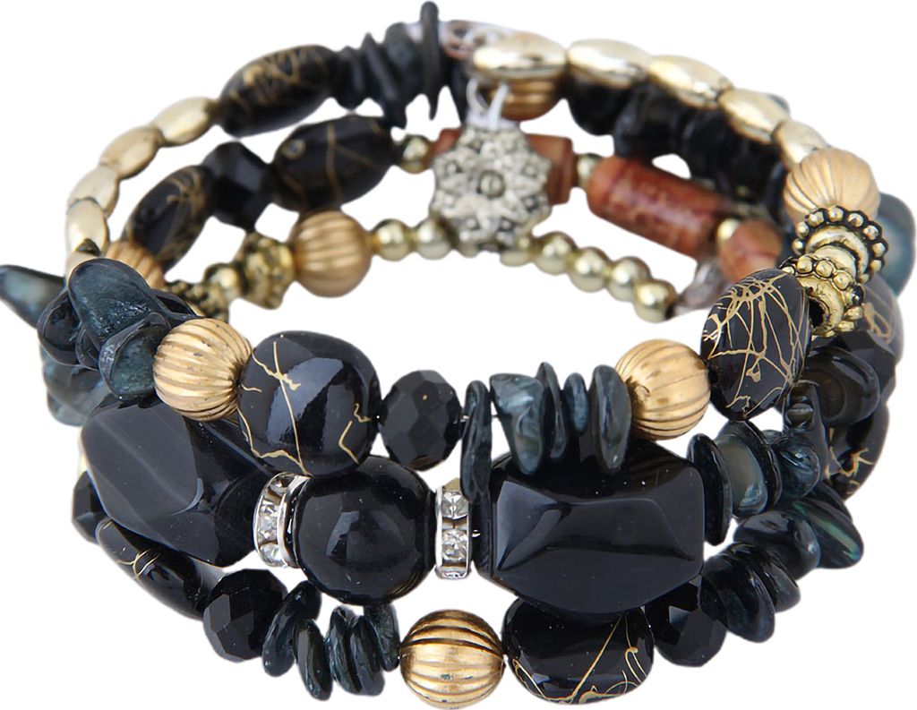 Damen-Armband, Perlen, Vintage-Stil, türkisfarbener Kunstkristall, Studentenarmband für den täglichen Gebrauch-Schwarz