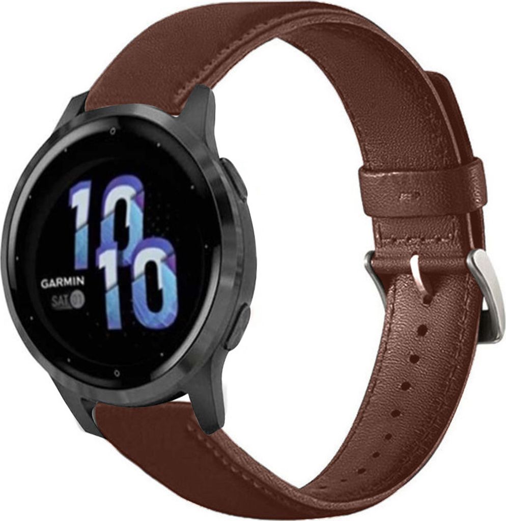 Strap-it Garmin Venu 2s Lederarmband - 40mm - Rotbraun