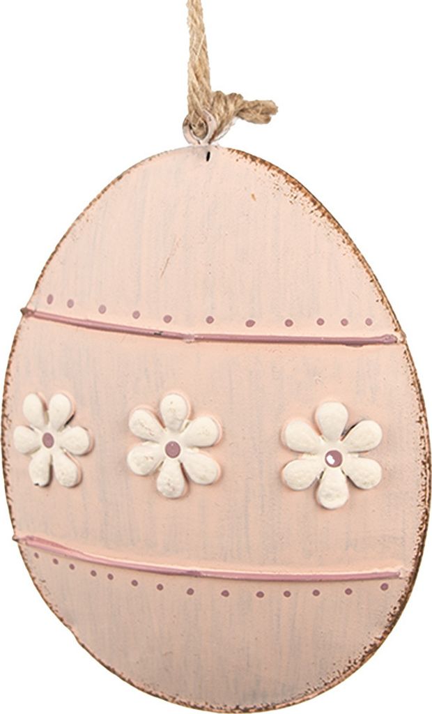 Clayre & Eef Oster-Anhänger Ei 8 cm Rosa Metall