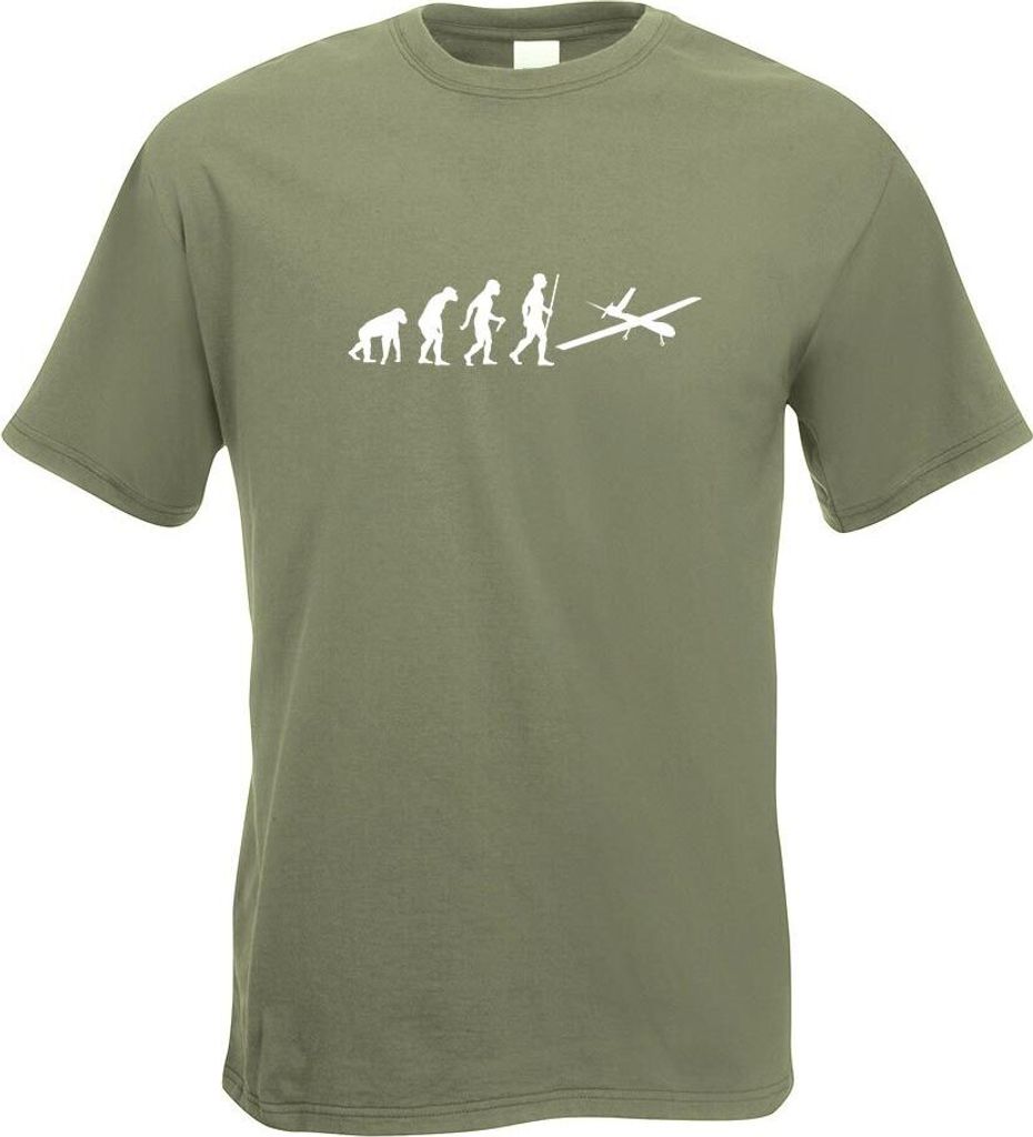 Kiwistar - T-Shirt - Olive - Drohne Flugzeug Evolution Motiv Bedruckt Funshirt Design Print - mit Motiv Bedruckt - Funshirt Design - Sport - Freize...