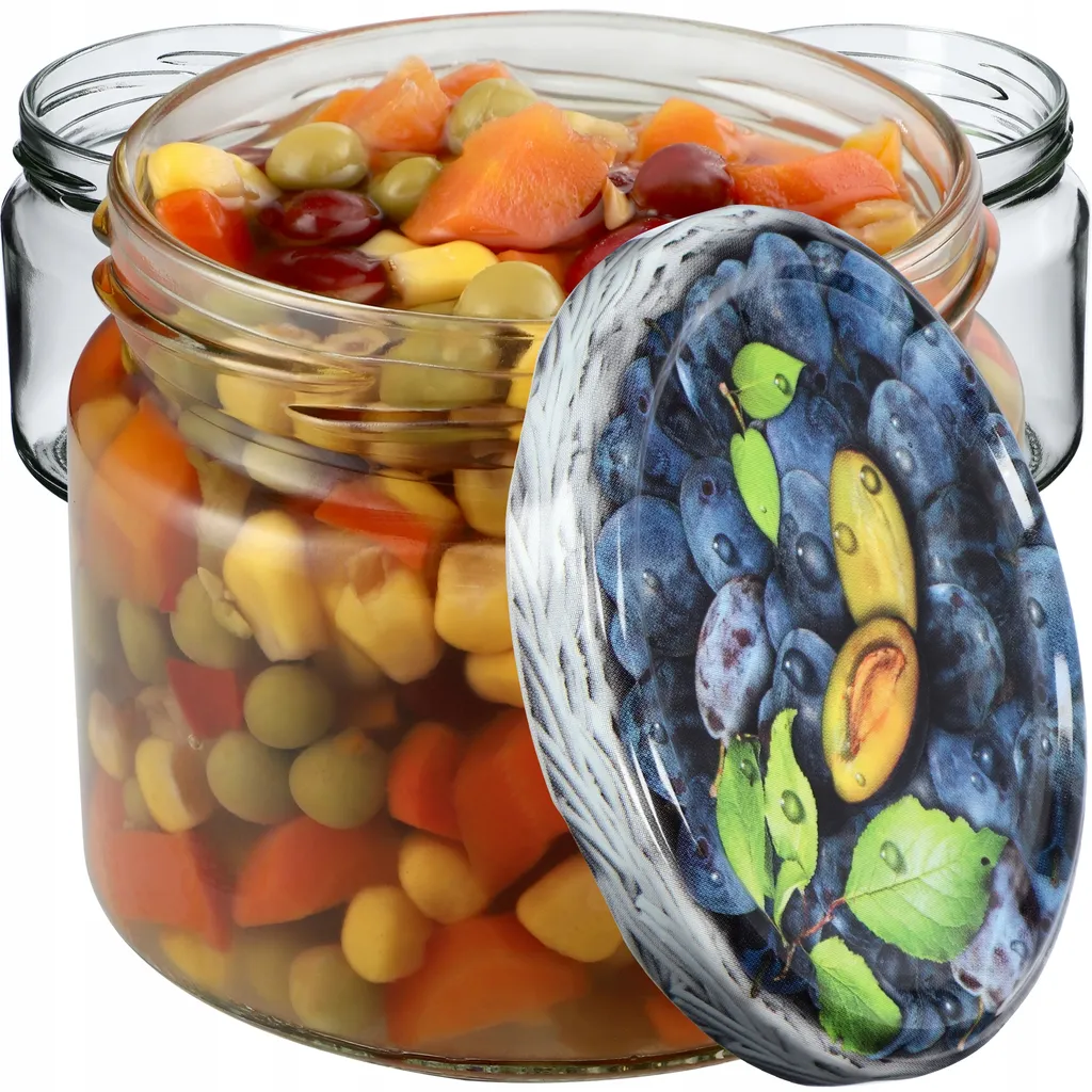 Set 100 Vasetti Vetro 330ml KADAX Sonka - Tappi Decorati Prugna