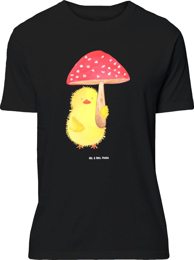 Mr. & Mrs. Panda Größe M T-Shirt Küken Fliegenpilz - Schwarz - Geschenk, mit Spruch, Shirt, Ostern, Glückspilz, Tshirt, Herren, Ostergrüße, F...