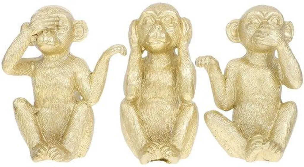 Mini figurines singes de la sagesse lot de 3 bijoux Feng Shui bonheur