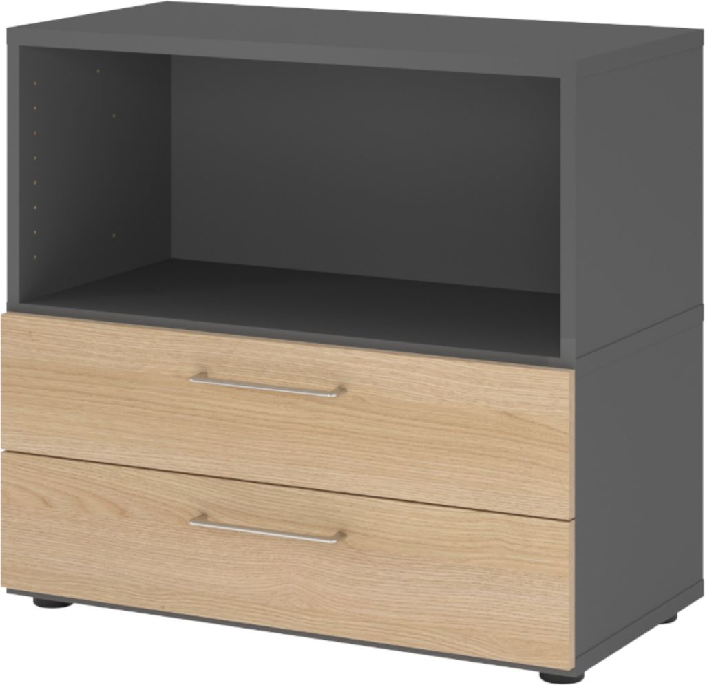 bümö flexi Aktenschrank klein mit Schubladen - Nachbildung: Graphit/Eiche