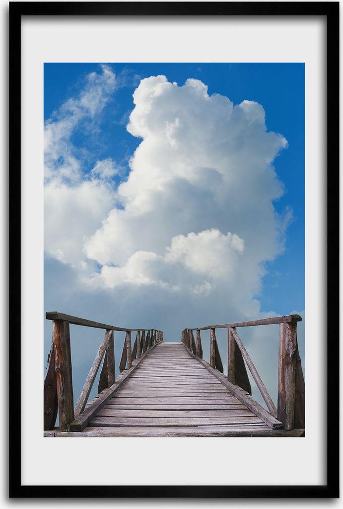 Bild - Bilderrahmen - 40 cm x 60 cm - MDF - Rahmen - Wandkunst - Straße in den Himmel