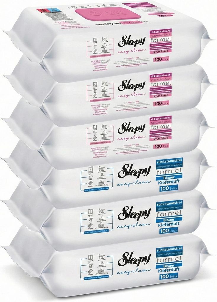 Sleepy Easy Clean Feuchttücher 3x Pink  + 3x Blau Immagine del prodotto 