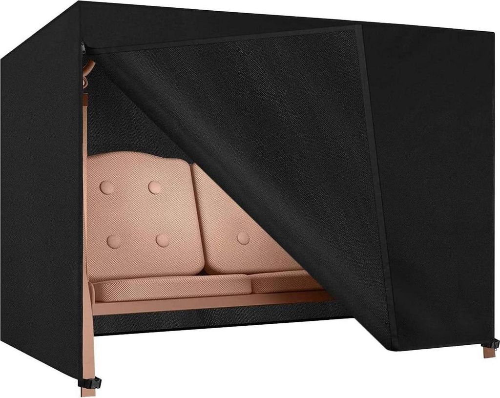 Dokon Couverture de balancelle 4 places Noir 600D Oxford Image du produit 